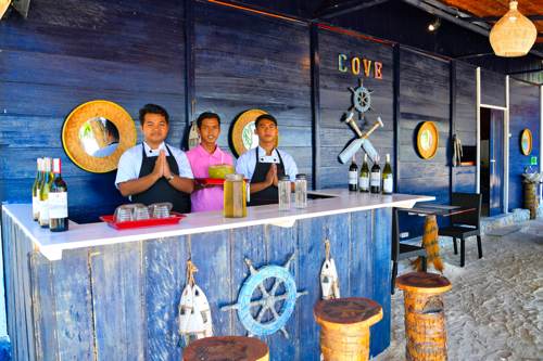 Restaurant Team at the bar of Cove Eco Resort, Raja Ampat